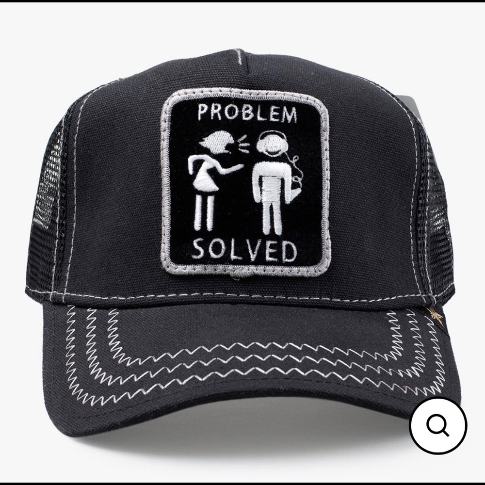 Problem Solved BLACK & WHITE TRUCKER HAT